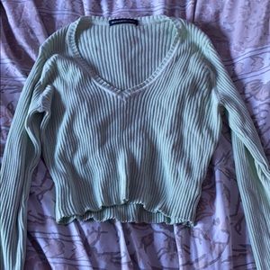 light green ribbed top from Brandy Melville